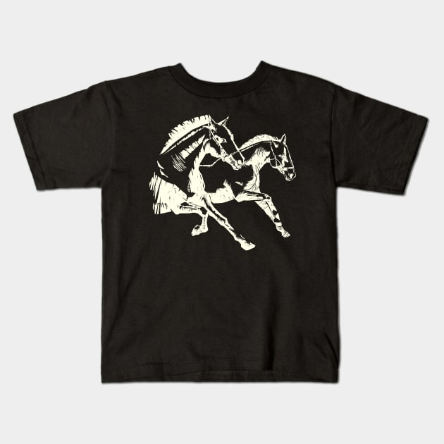 Two Horses White Kids T-Shirt by GeeTee